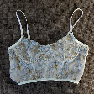 Floral Lace Women blue top